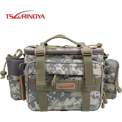 TSURINOYA Multifunction Fishing Bag Y7 19*15*40cm High Capacity Fishing Tackle Lure Bag Shoulder Bag Canvas Waist Bag