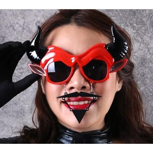 Halloween Party Mask Funny Sunglasses Novelty Party Eyeglasses Horned Devil Costume Accessories Photo Props for Kids and Adult
