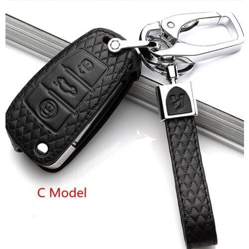 Genuine Leather High Quality Car Key Case Cover For Audi A2 A3 A4 A6 Tt Car Key Bag 3 Buttons Folding Remote Key Case