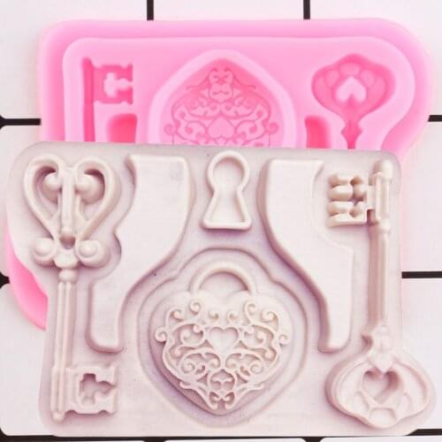 Key Lock Silicone Mold DIY Cake Decorating Tools Fondant Molds Candy Clay Chocolate Gumpaste Mould Kitchen Baking Cupcake Toper