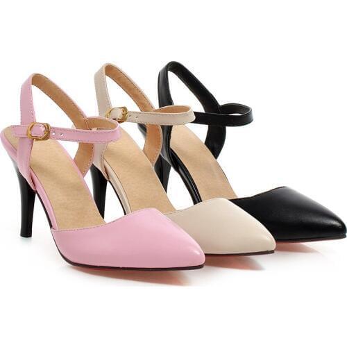 PQECFS Big size 31-43 high quality hot sale summer new fashion women casual pointed toe high heels sandals 3 colors