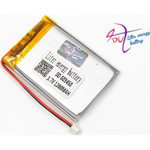 10 pcs JST 1.25mm 2pin connector 3.7V 1200mAh Lithium Polymer LiPo Rechargeable Battery For GPS DVD E-books speaker 603450