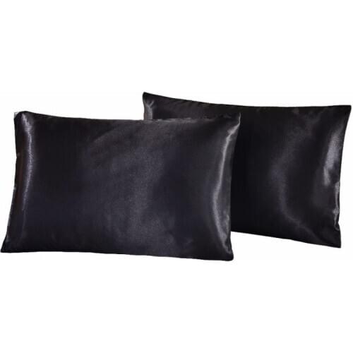 2PCS Silk Pillowcases Satin Faux Silk Pillow Case Pillow Cover Solid Color Standard Queen Full King Russia US Size