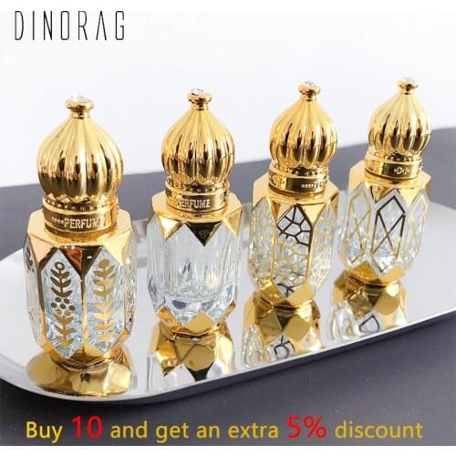 4Pcs 6ml Luxury Style Golden Refillable Perfume Bottles Glass Roll-on Essential Oil Bottle Empty Cosmetics Sample Test Container
