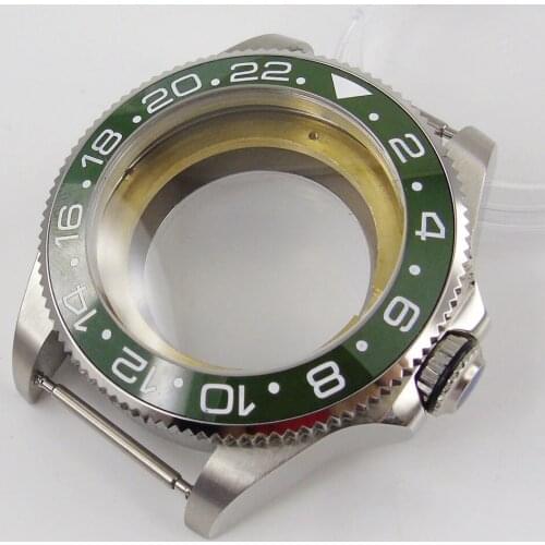 43mm Green Bezel Sapphire glass ceramic transparent Watch Case fit Miyota 82 series movement