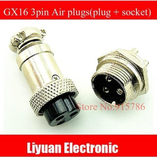 5pair GX16-3GX16 3Pin With Flange Male & Female 16mm Wire Panel Connector M16 (plug + socket)Socket Plug