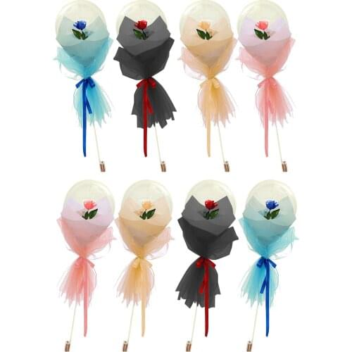 8 pcs Glowing LED Magic Rose Ball Wand with Air Pump DIY Assembling Velentines Day Wedding Ornament Flower Girl Rose Ballon