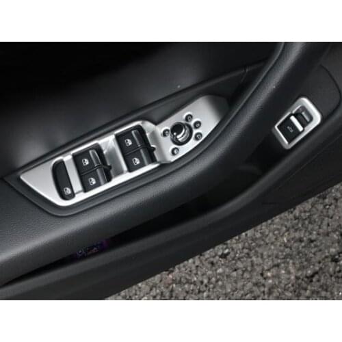 ABS Chrome For Audi A4 b9 2016 2017 Accessories LHD Car Door Window glass Lift Control Switch Panel Cover trim Panel Sequins