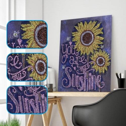 Diamond Embroidery Flower Diamond Painting Special Shape Sunflower 5D Diamond Mosaic Partial Rhinestone Picture 25x30cm