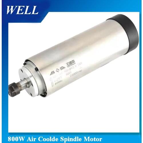 Free Shipping 0.8KW 800W Air Cooling Spindle Motor Dia65mm ER11 220V 4A Two P4 Bearings
