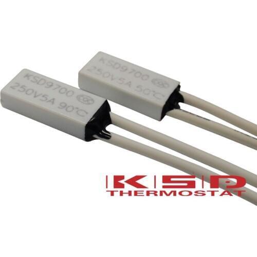 10PCS KSD9700 250V 5A 90 90C Celsius 15*7*3.5mm Bimetal Disc Temperature Switch Thermostat Thermal Protector degree