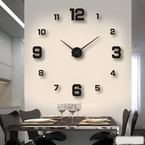 2020 Modern Design Large Wall Clock 3D DIY Quartz Clocks Fashion Watches Acrylic Mirror Stickers Living Room Home Decor Horloge