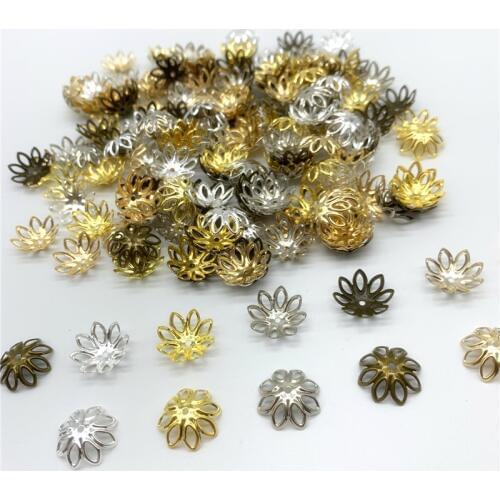 100pcs/Lot 14mm Flower Torus Shape Alloy Beads Caps Jewelry Findings Spacer Beads For Jewelry Making Charms Necklace Bracelets