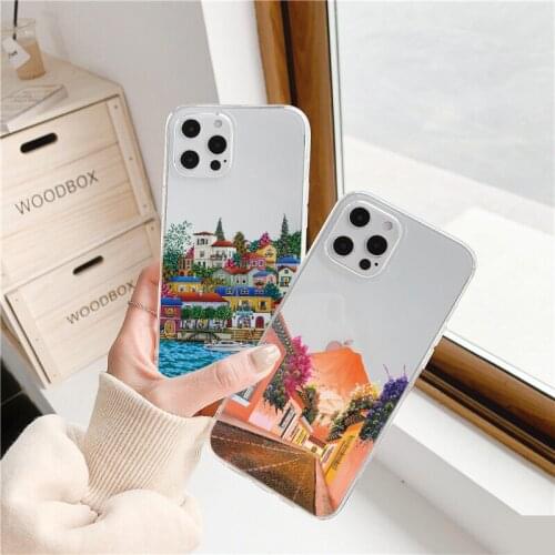 Santorini Greece Church Phone Cases for iPhone X XR XS MAX 11 12 Pro Max for iphone 6s 7 8 Plus SE 2020 Clear Transparent Cover