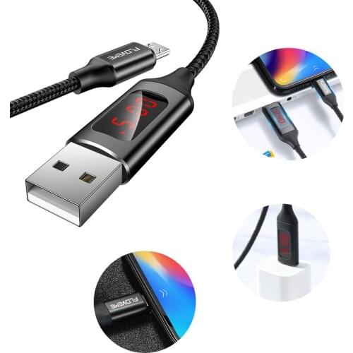 ECos Digital Micro USB Cable Type-C Charger V/A Display Charge Data Braided Cable For Samsung Xiaomi USB-C Cable #293162