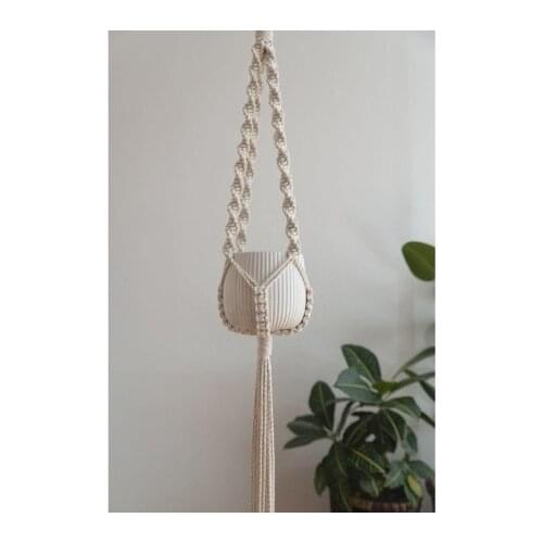 Handmade Flower Potted %100 Cotton Yarn Material, Natural Macramé Jardinière. Product size: 100cm Long, Home Flower Hanger Décor