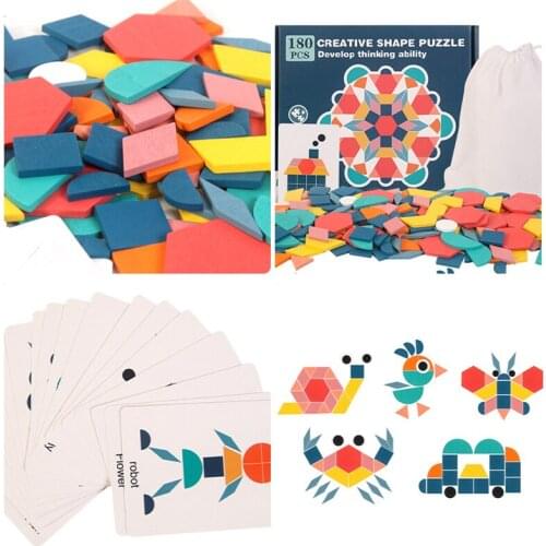 Baby Toys Wooden 3d Puzzle Tangram Shapes Learning Cartoon Animal Intelligence Jigsaw Puzzle Toys
