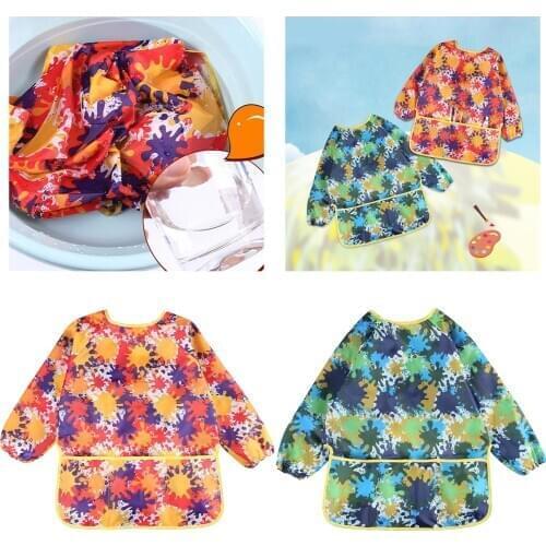 Toddler Kid Child Waterproof Long Sleeve Painting Cooking Apron School Art Smock