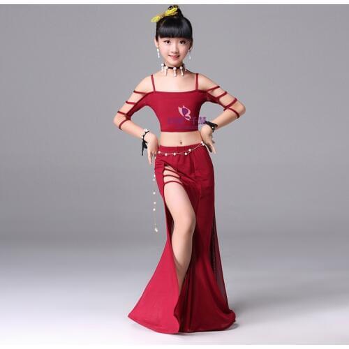 Childrens Belly Dance Practice Suit 2019 New Women Adult Kid Professional Oriental Dance Performance Indian Long Costumes H4522