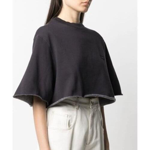 Summer Fashion Loose Solid Color Women Flocking Casual Cotton T-Shirt Female High Street New Top Ladies O-Neck Black Tees ML124