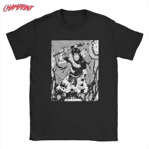 Toji Fushiguro Manga T Shirts for Men Pure Cotton Novelty T-Shirts Round Collar Jujutsu Kaisen Tees Short Sleeve Clothing Gift