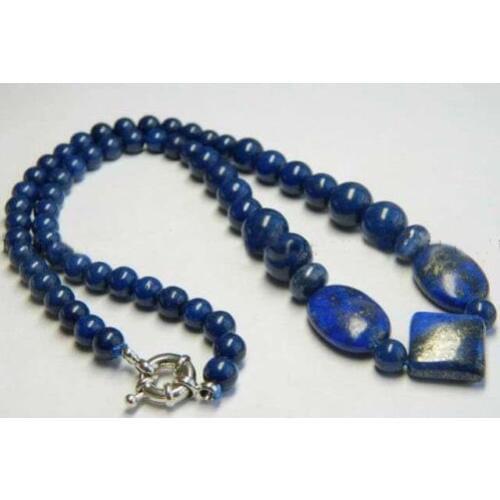 HOT!Free Shipping new 2014 Fashion Real Natural Blue Egyptian Lapis Lazuli Beads Necklace 18 "BV08