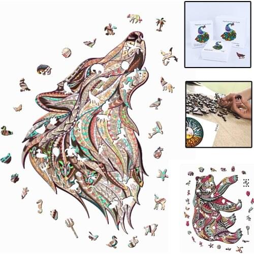 Puzzle Toy For Adults Kids Room Decoration Stickers Wooden Jigsaw Puzzle DIY Animal Educational Puzzle