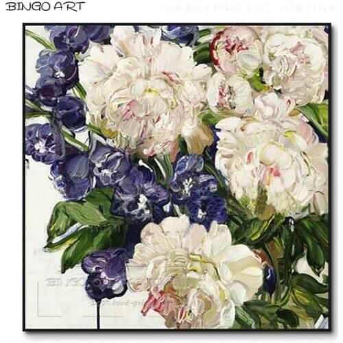 Skilled Artist Hand-painted High Quality Modern Abstract Flowers Oil Painting on Canvas Handmade Multiple Knife Flower Painting