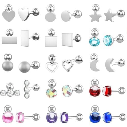 New 1pc Tragus Ear Cartilage Ring Helix Jewelry Labret Piercings 1.2*6mm Lip Ring Studs Rook Lobe Steel Piercing Body Jewelry