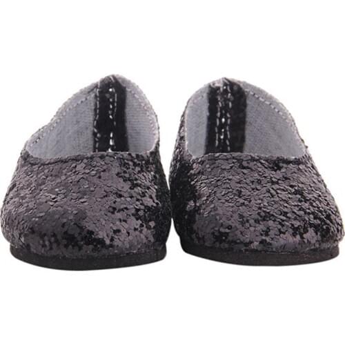 Lovely Handmade Sequins Shoes for 18inch Doll Dress up Accessories Black