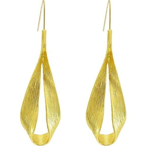 Fashion Bohemian Long Earrings Unique Gold Metal Real Leaf Big Earrings For Women Jewelry Gift oorbellen pendientes mujer mod