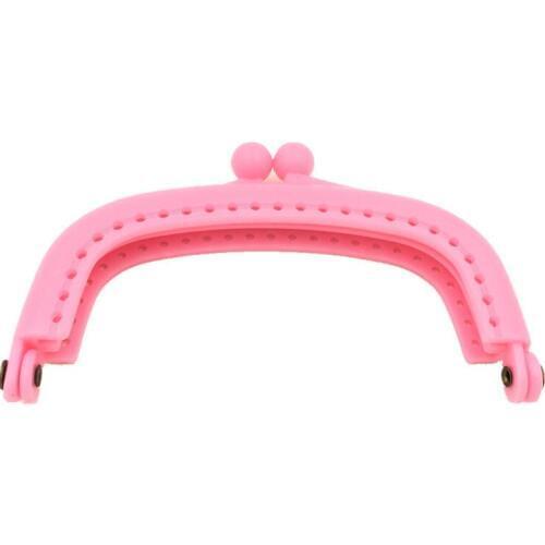 Fashion Candy Color Pink Plastic Coins Purse Arc Arch Frame Kiss Clasps Lock Clutch Clips DIY Handbag Handle 9x5cm, 50Pcs