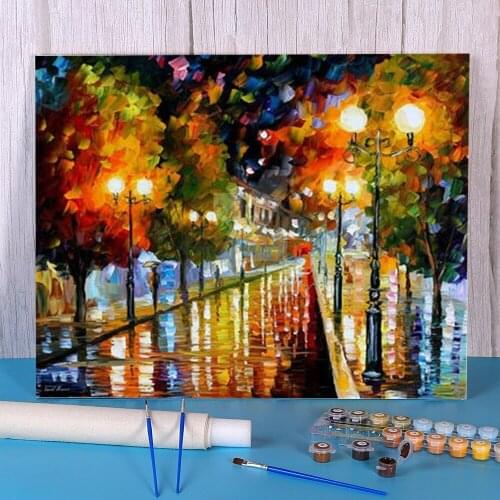 Rainy Perspective Painting By Numbers Complete Kit Oil Paints 40*50 Picture By Numbers Photo Loft Wall Picture Drawing