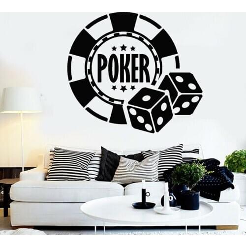 Poker Dice Wall Decal Chips Casino Gambling Vinyl Window Glass Stickers Recreation Club Playroom Interior Decor Art Mural S1312