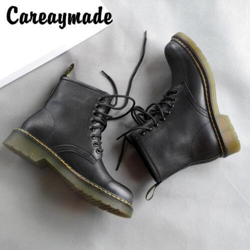 Careaymade-Genuine leather short boots in sheepskin Oxford bottom thin leather locomotive boots solid line good quality boots
