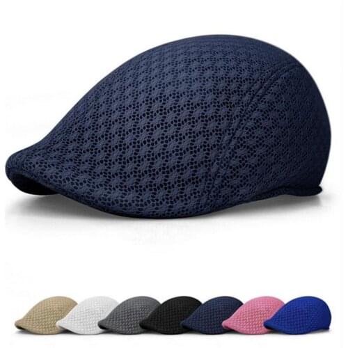 2021New Fashion Unisex Men Women Sun Mesh Beret Cap Newsboy Golf Flat Peaked Sport Hat