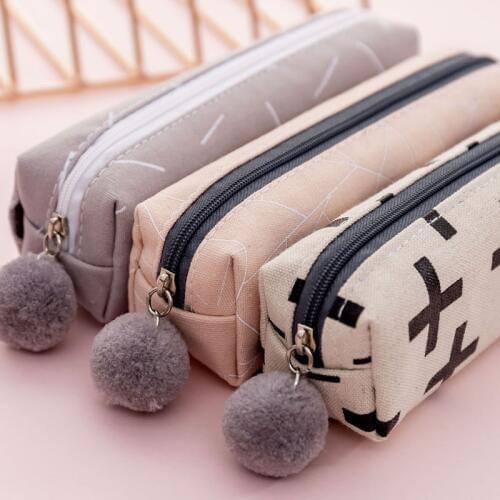 Kawaii Canvas Pencil Case Quality Canvas School Supplies Stationery Gift Cute Pencil Box Fabric Pencilcase School Pen Bag