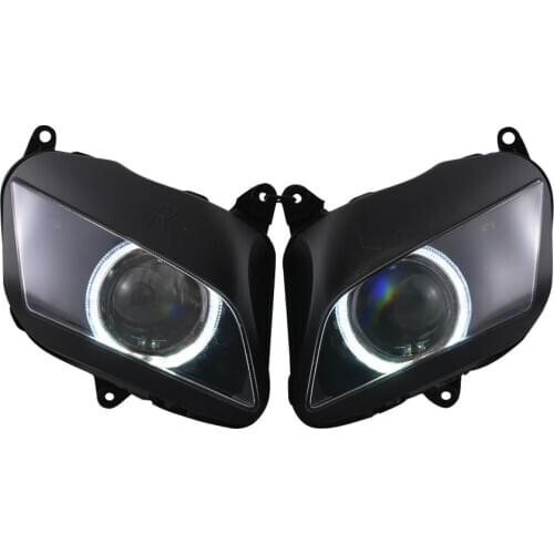 Motorcycle Headlight White Angel Eyes Headlight HID Projector Assembly Fully Assembled Fits For Honda CBR600RR 2007-2012