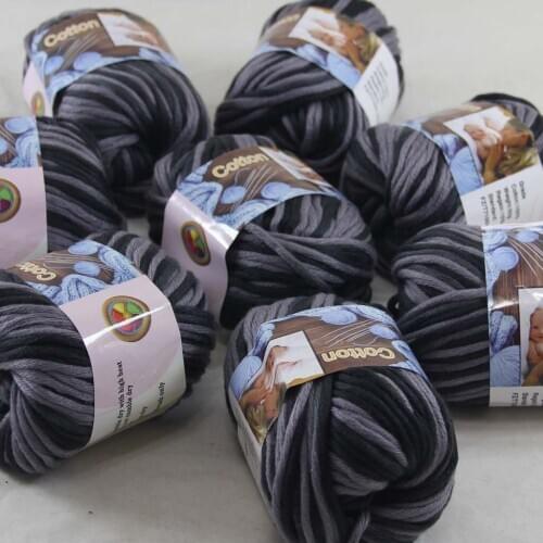 Sale 8Ball x 50g Super Soft Pure Cotton Chunky Shawl Hand Knitting Yarn Scarves Shawls 42239 Black Gray