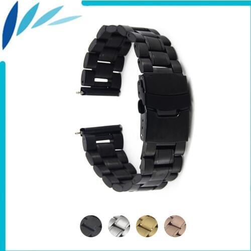 Stainless Steel Watch Band 22mm for Samsung Gear S3 Classic / Frontier Safety Clasp Strap Loop Belt Bracelet Black Gold Silver