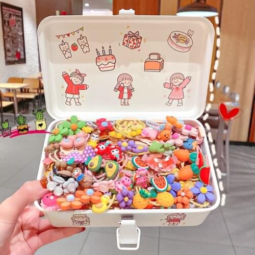 10PCS/Set Sweet Cartoon Fruit Flower Elastic Hair Bands Children Girl Rubber Bands Hair Ties Scrunchie Headwear Hair Accessories