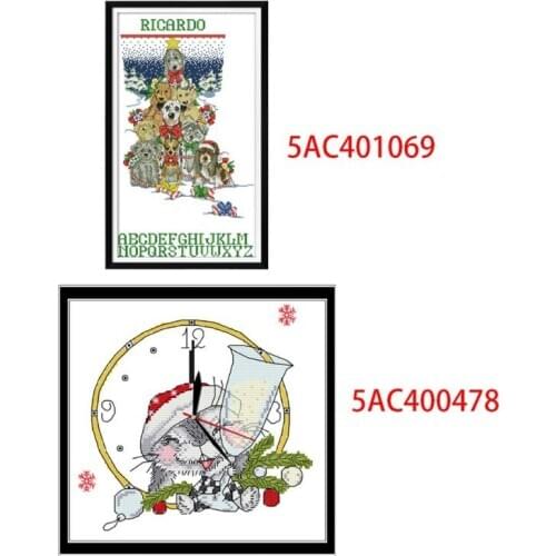 Dog Christmas Stocking Counted 14CT DIY Embroidery Cross Stitch Kit Needlework Craft Home Decor