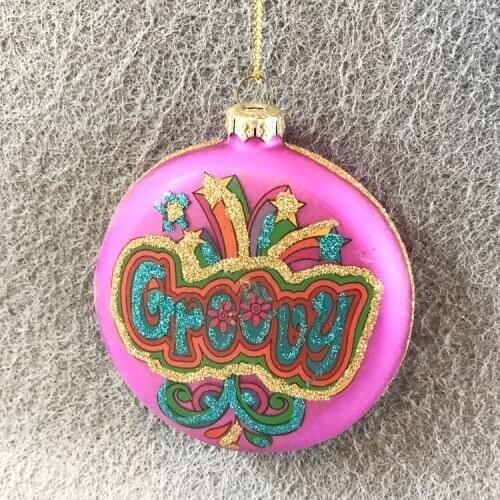 Christmas Decoration Glass Pendant Gift foreign trade mall store layout ceiling 8cm letter painted flat ball