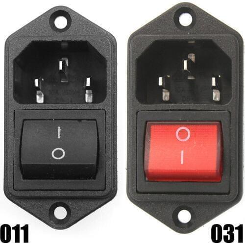 1PC IEC320 C14 AC Power Cord Inlet Socket Receptacle With Rocker Switch 250V 15A
