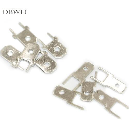 100pcs 6.3mm 4.8mm Inserts Plug male Terminal 250 PCB Solder lug thickness 0.8 two legs ,PCB welding sheet