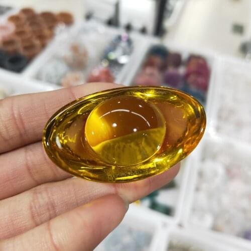 Citrine Ingot Artificial Chinese Ancient Gold Ingot Chinese Feng Shui Mascot Money LUCKY Fortune Wealth