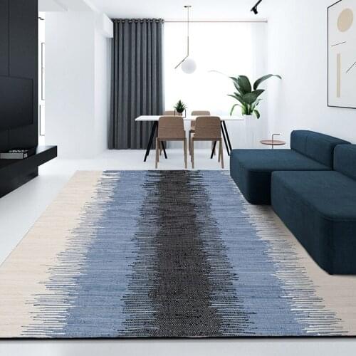 Modern Nordic Blue Gray Abstract Rug Art Minimalist Carpet For Living Room Big Size Chenille Fabric Rug Bedroom Carpet 230X 160