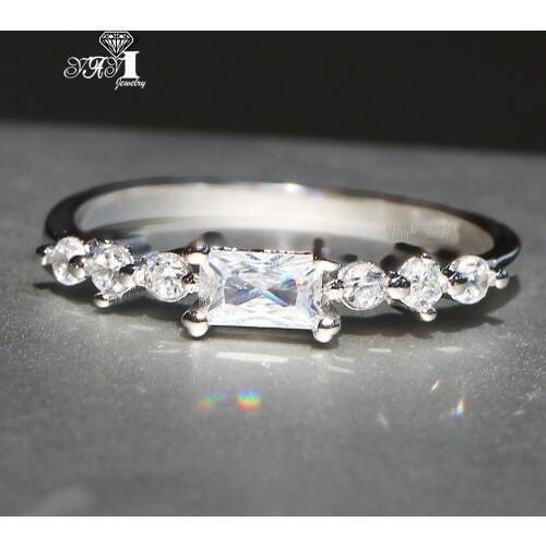YaYI Jewelry Princess Cut 2.7 CT White Zircon Silver Color Engagement Rings wedding Heart Rings Girls Party Rings Gifts