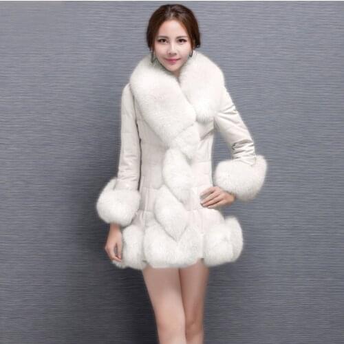 Woman Jacket Long Section Of The Winter Faux Fur Coat Fox Fur Pu Leather Female Mink Coat Leather Grass Women Long Coat