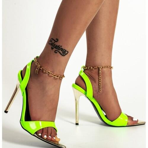 Women High Heels Shoes Fashion Summer Ladies Party Pumps Woman Metal Thin Heels Sandals Female Lady Pointed Toe Shoes 35-42